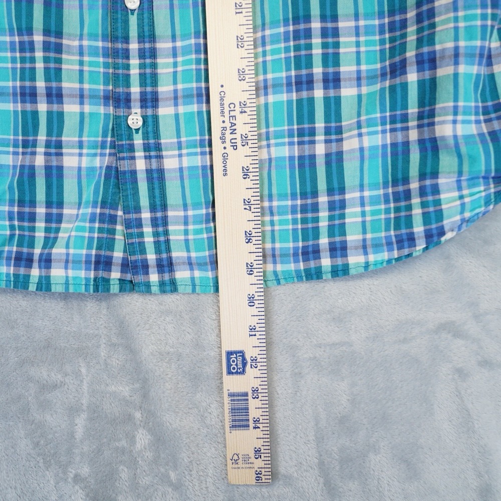LL Bean Shirt Mens XL RG Blue Green White Short Sleeve Button Up Gorpcore - Picture 3 of 7